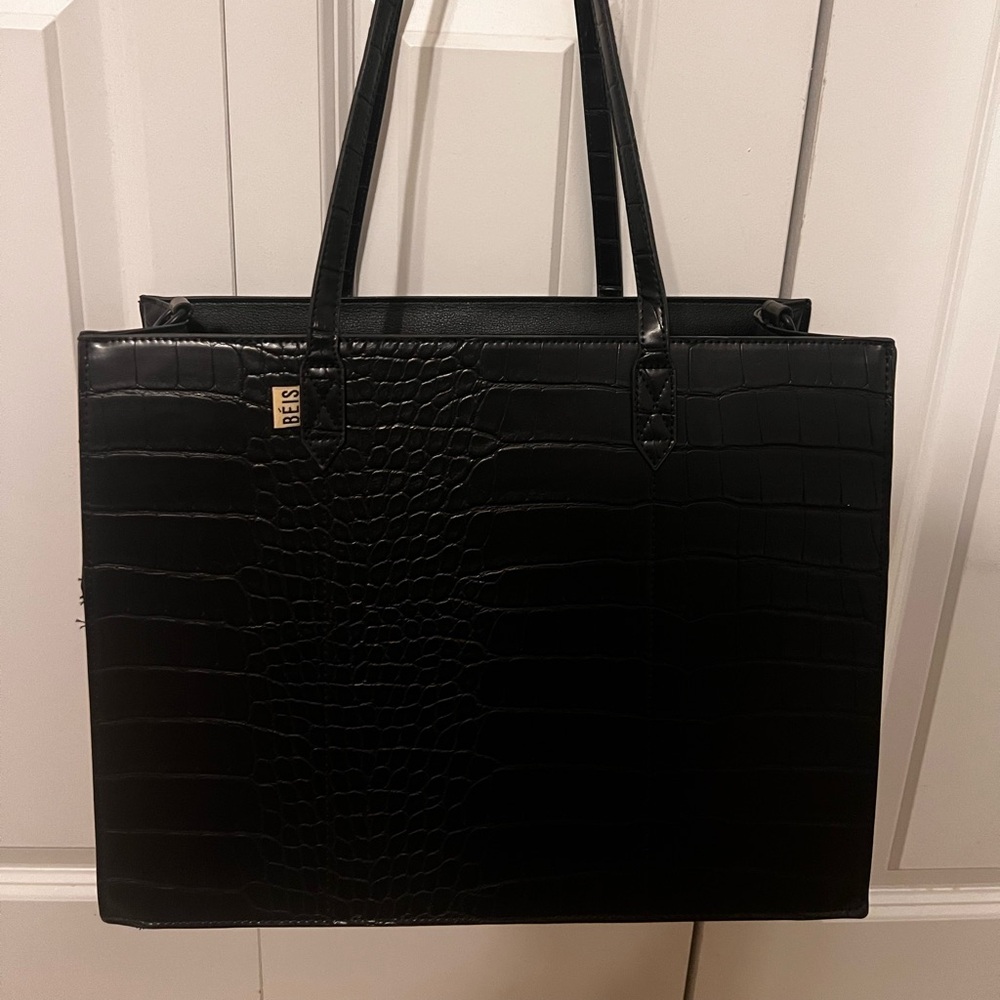 Beis Mini Work Croc Embossed Faux Leather Tote